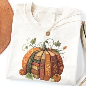Book Pumpkin T-Shirt, Book Lovers Gift Shirt, Teacher Fall Shirt